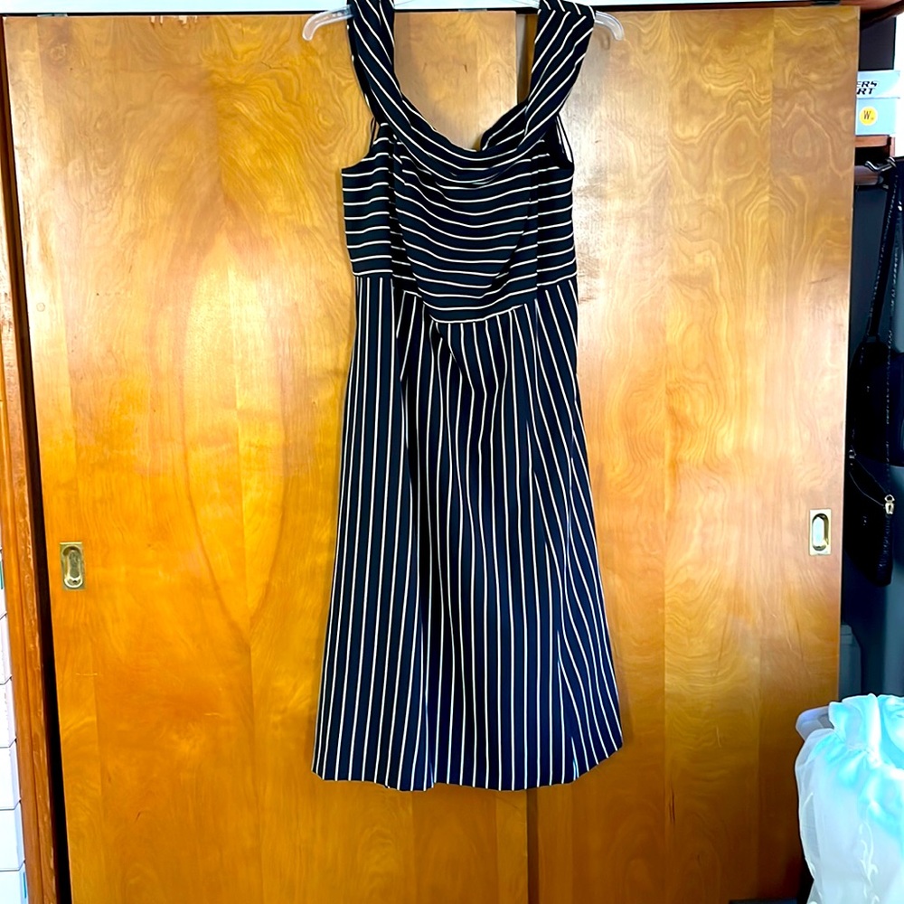 ABS Allen B Schwartz off the shoulder striped dress size 18 with pockets